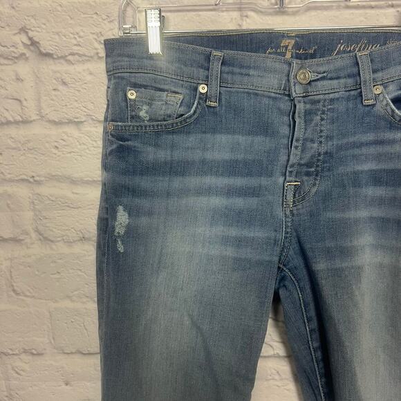 7 For All Man Kind Distressed Skinny Boyfriend Ankle Jeans Josefina - Picture 5 of 10